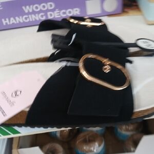 Black Sandals with Gold Buckles